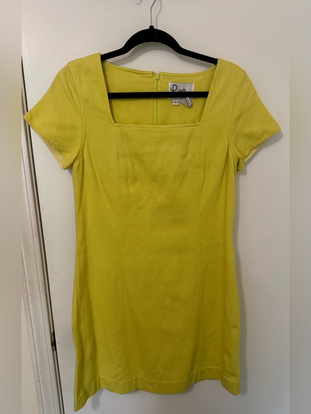 Vintage Lilly Pulitzer Lemon Yellow Square Neck Mini Dress